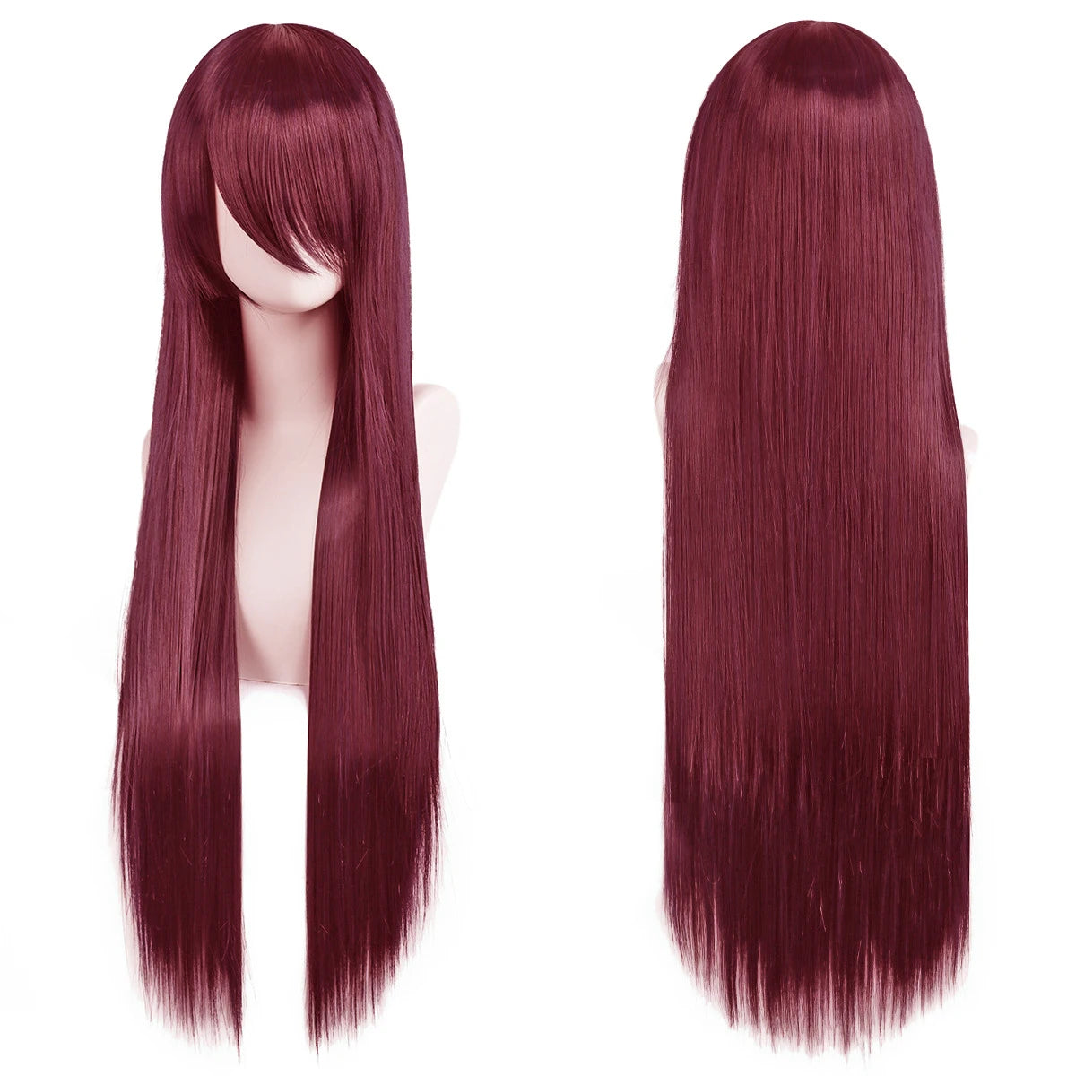 Lang Rett Lolita Cosplay-Parykk med Pannelugg (80 cm)