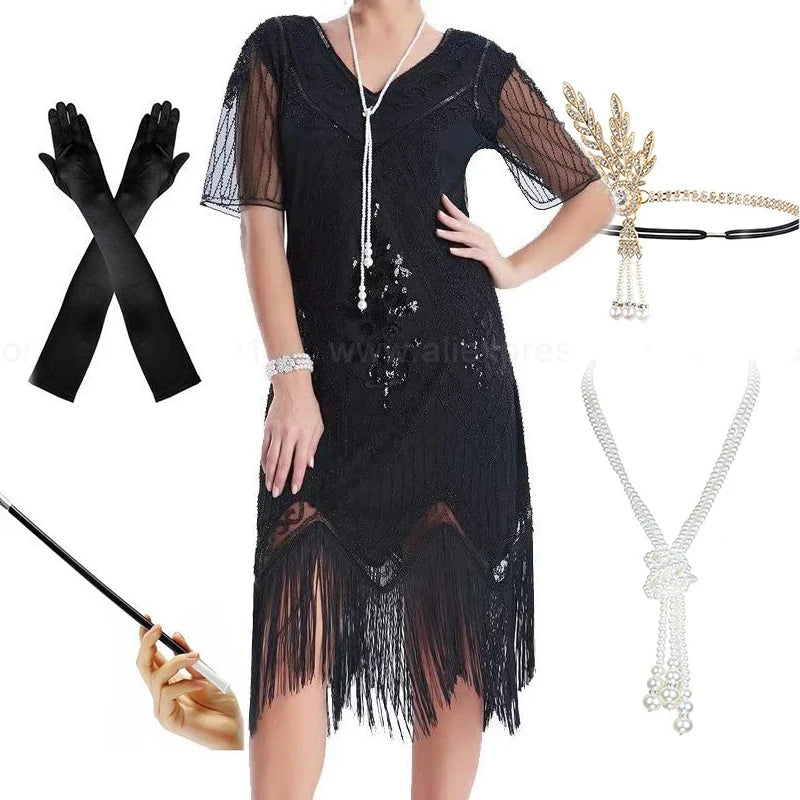 Pluss-Størrelse Flapper Kjolesett 1920-tallet (Opptil 5XL)