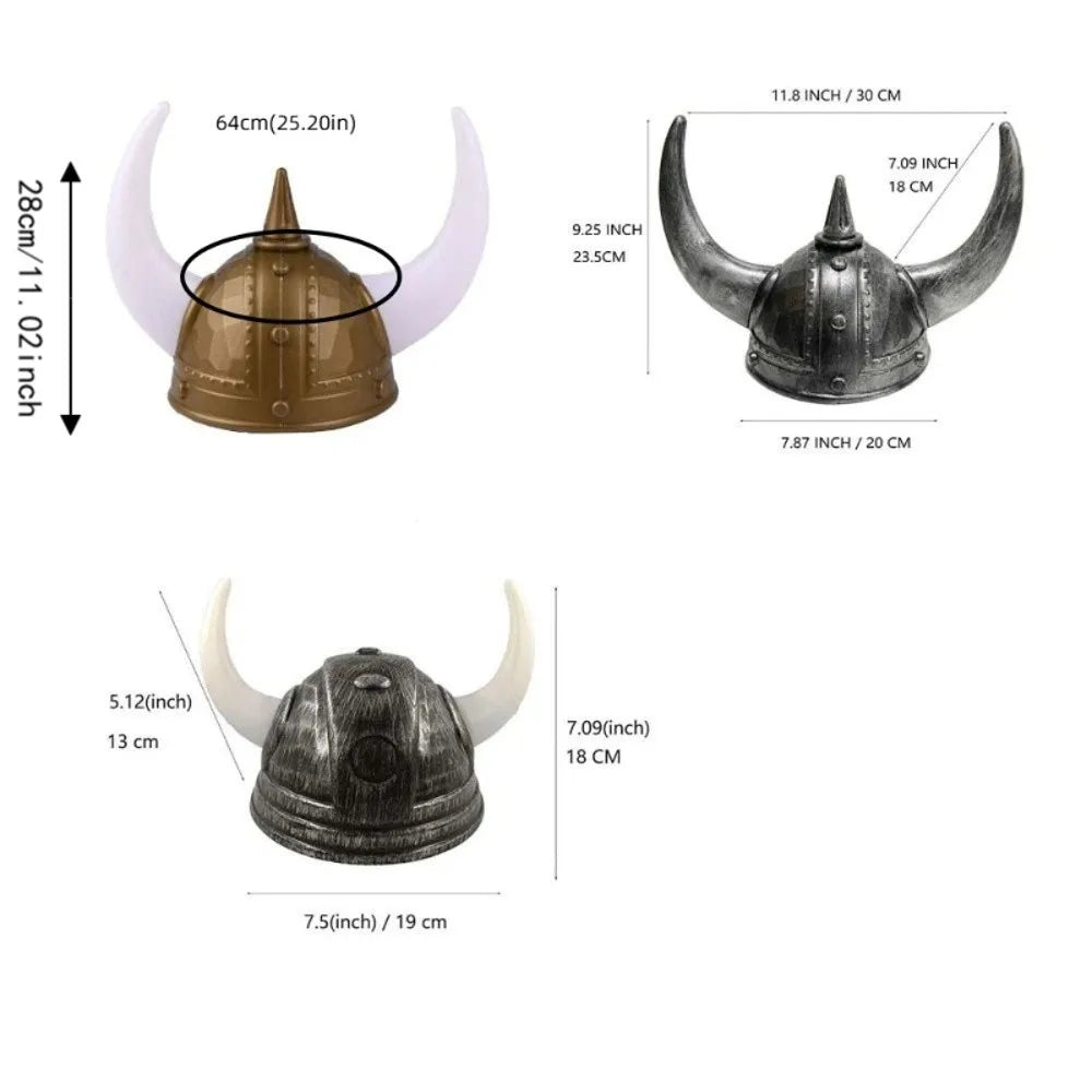 Vikinghjelm med Horn og Fletter