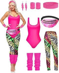 7-Delers Neon 80s Aerobic Kostymesett for Damer