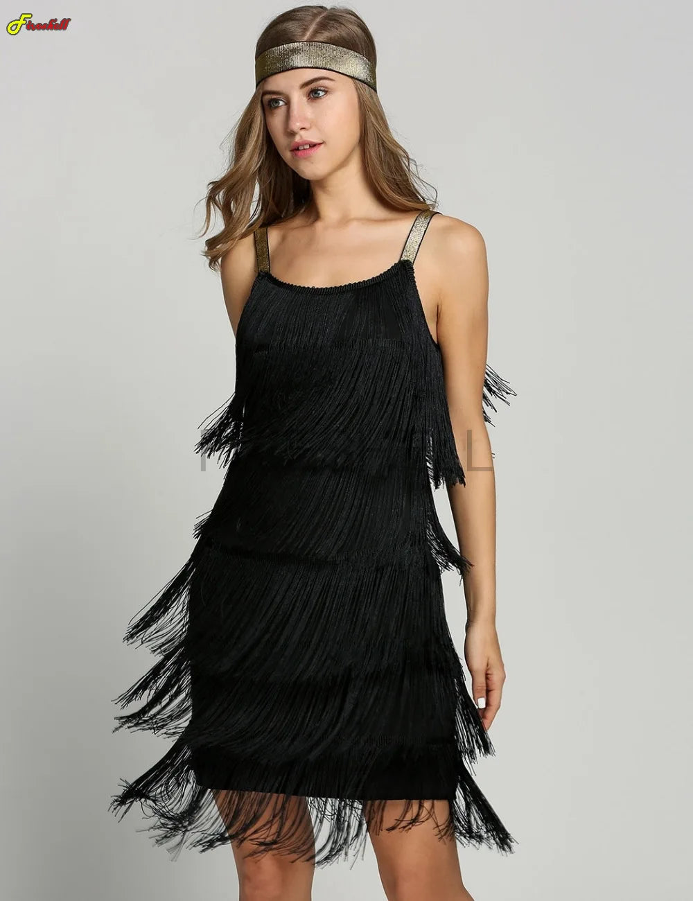 Gatsby Flapper Kjole med Hårbånd og Frynser