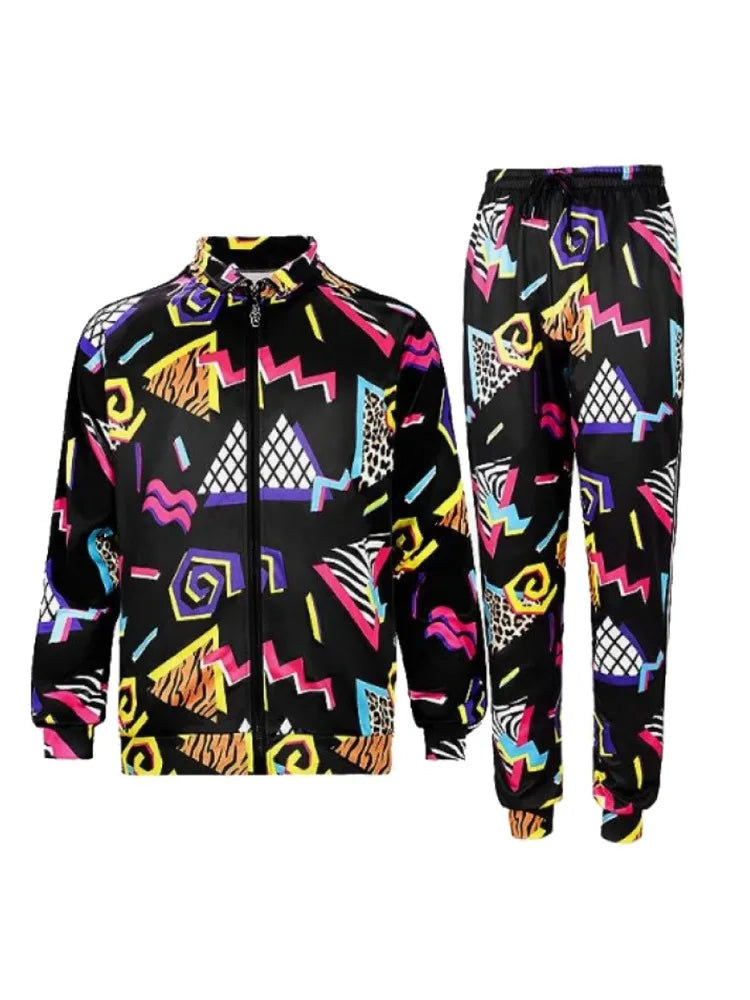 Komplett 80s Retro Treningsdress med Svettebånd