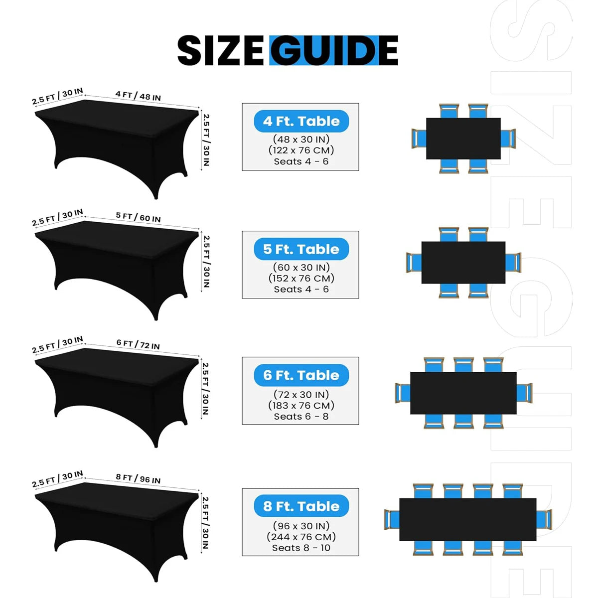 Elastisk Duk til Festbord (Rynkefri Spandex)