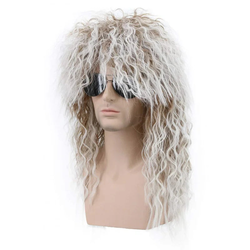 70s & 80s Krøllete Rocker Mullet Parykk