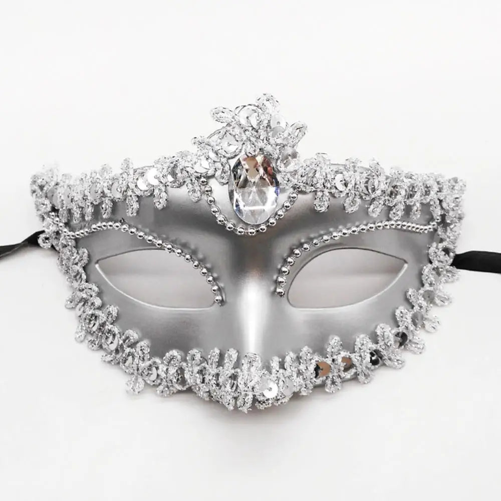 Luksuriøs Venetiansk Fjærmaske med Strass