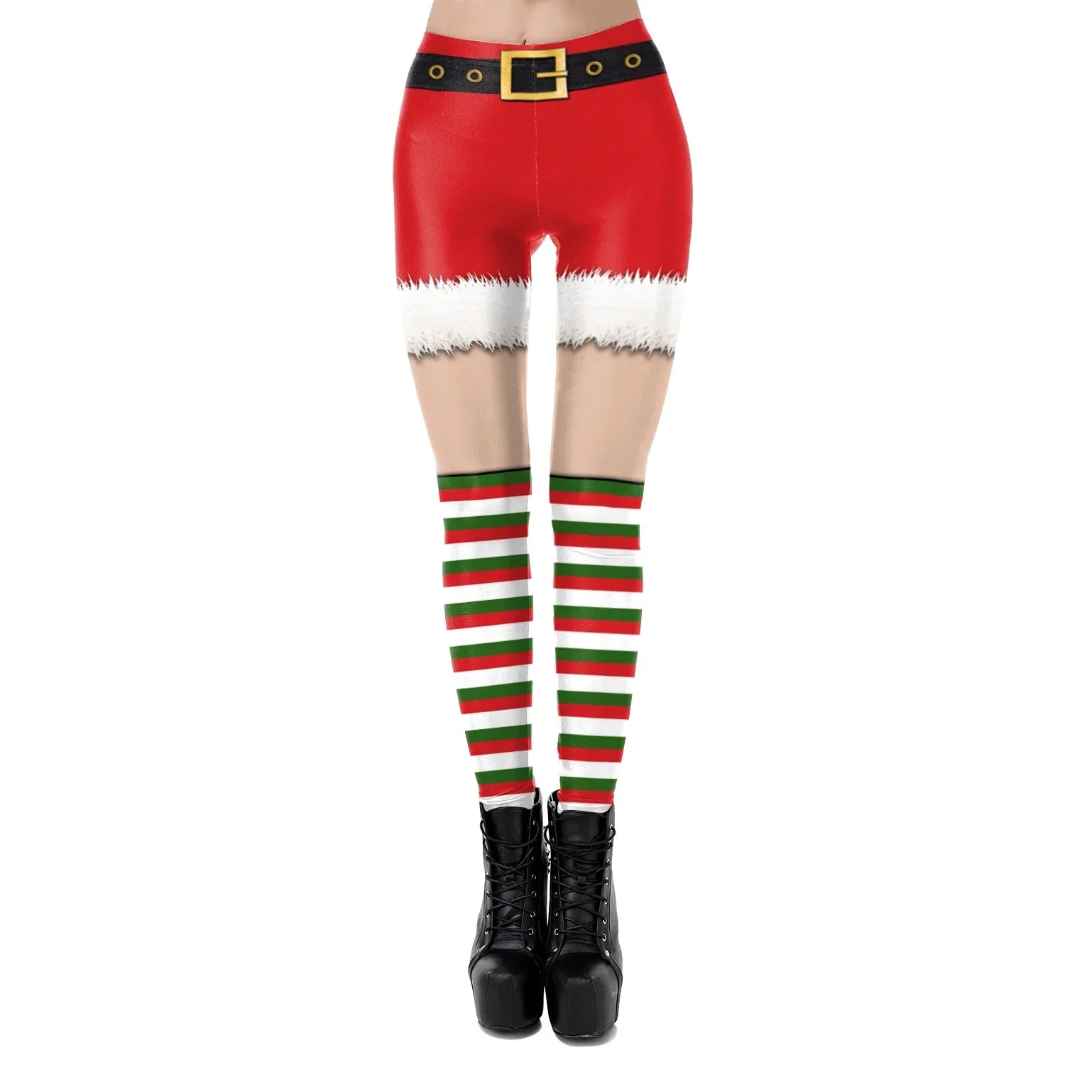 Grønne og Røde Alve-Tights / Jule-Leggings
