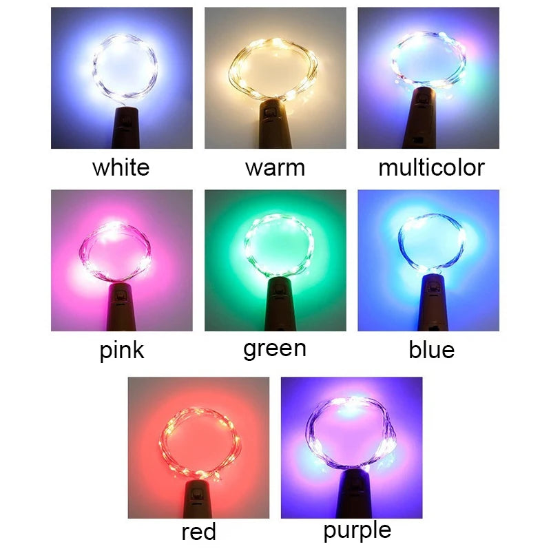 LED-lys til Vinflasker (Flaskelys med Kork 6-pk)