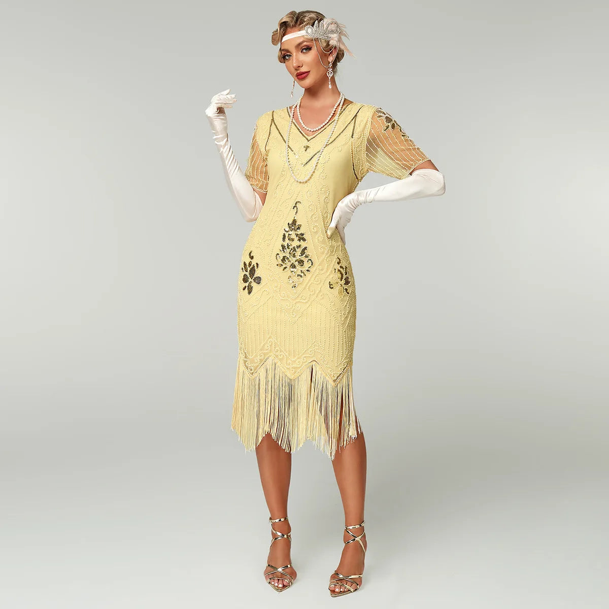 Art Deco Flapper Aftenkjole (Gatsby & Downton Abbey Stil)