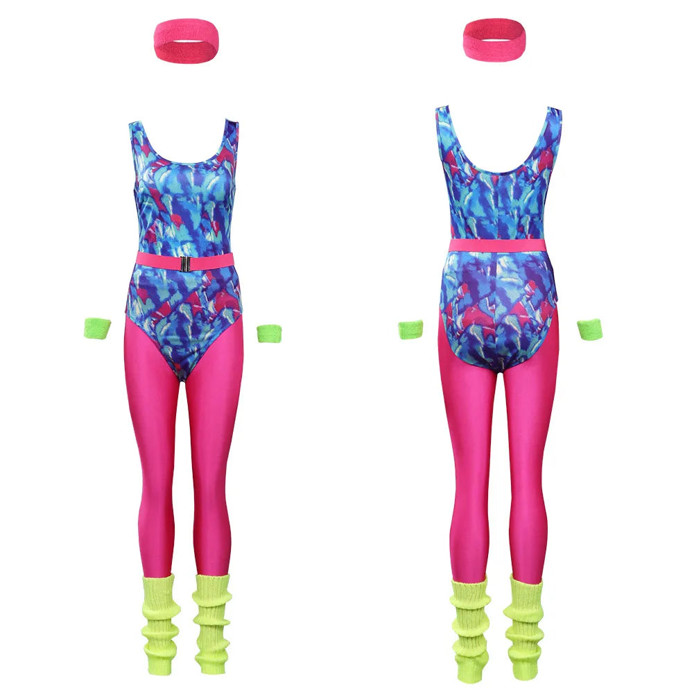 80s Neon Patchwork Retro Dress / Jumpsuit for Voksne