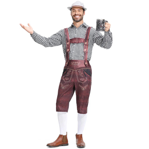 Bayersk Oktoberfest Skjorte og Lederhosen for Herre