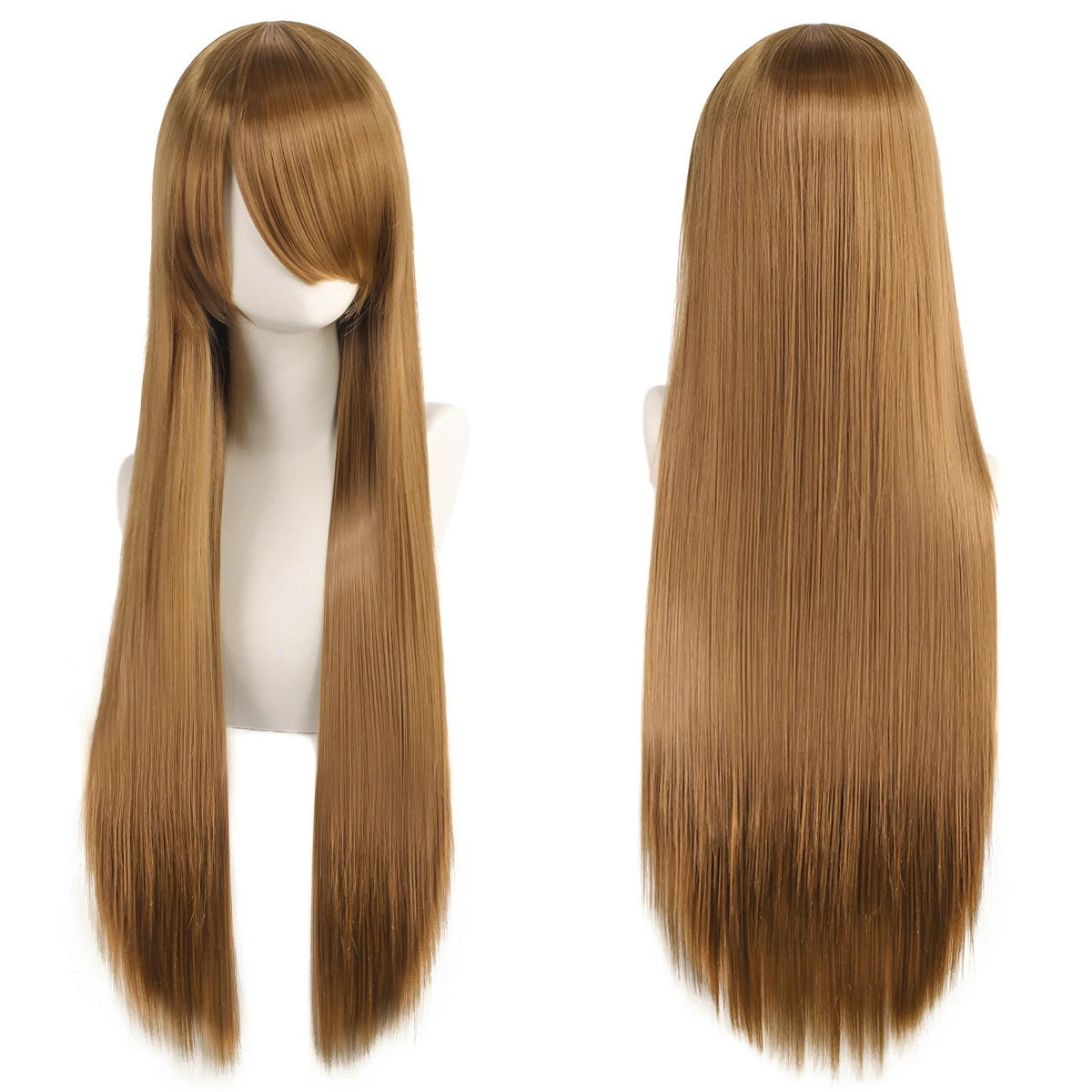 Lang Rett Lolita Cosplay-Parykk med Pannelugg (80 cm)
