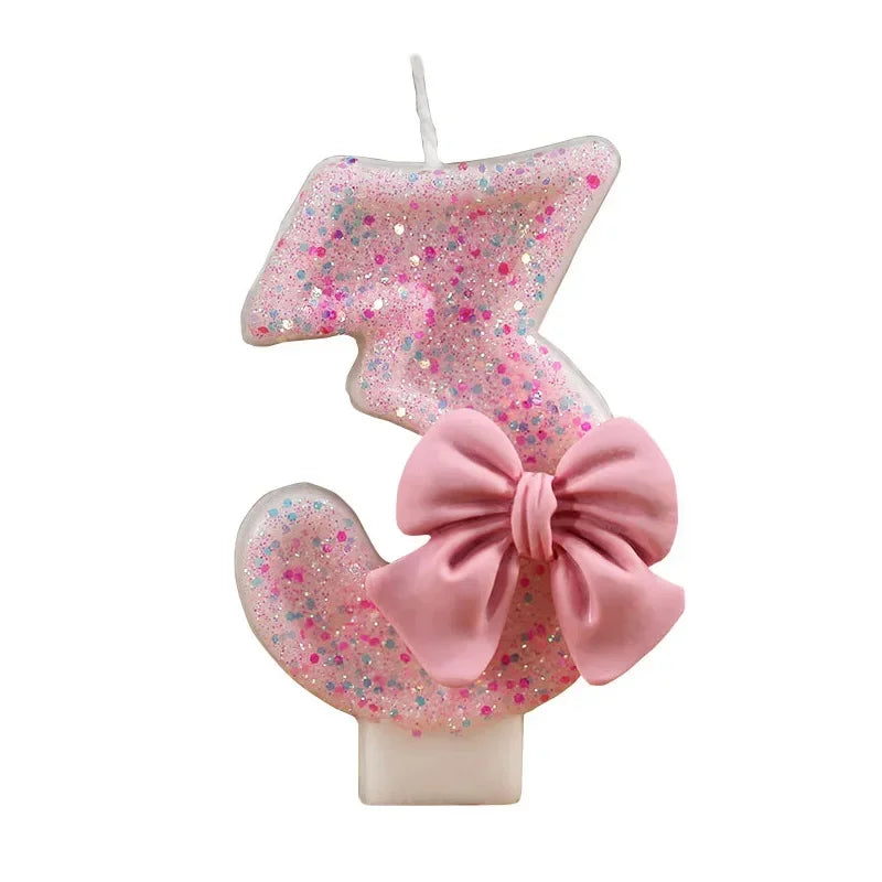 Glitrende 3D Tall-Kakelys Rosa (0-9)