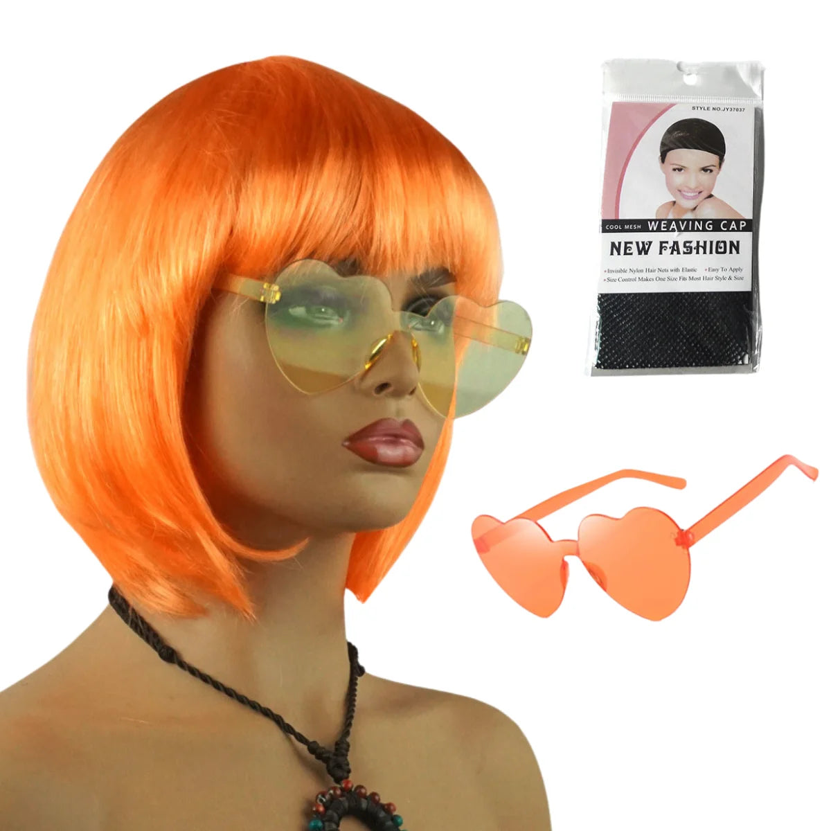 Neon Fargerik Kort Bob-Parykk