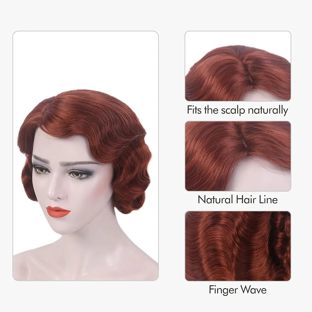 Kort 1920-talls Finger Wave Flapper Parykk