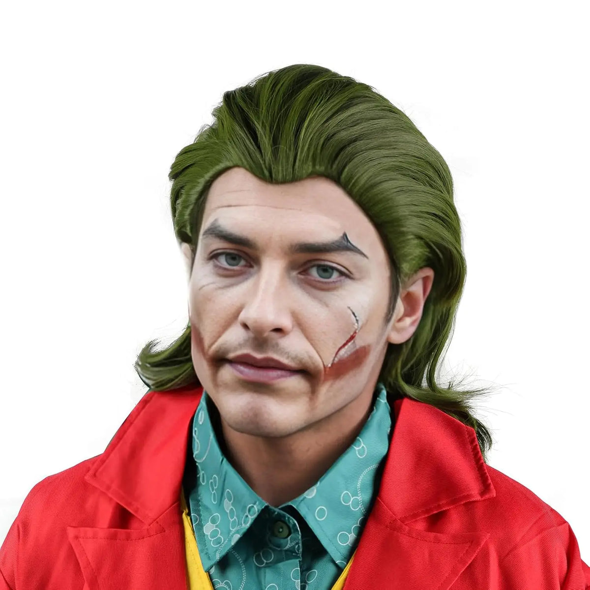 Kort Grønn Joker Krølleparykk for Menn