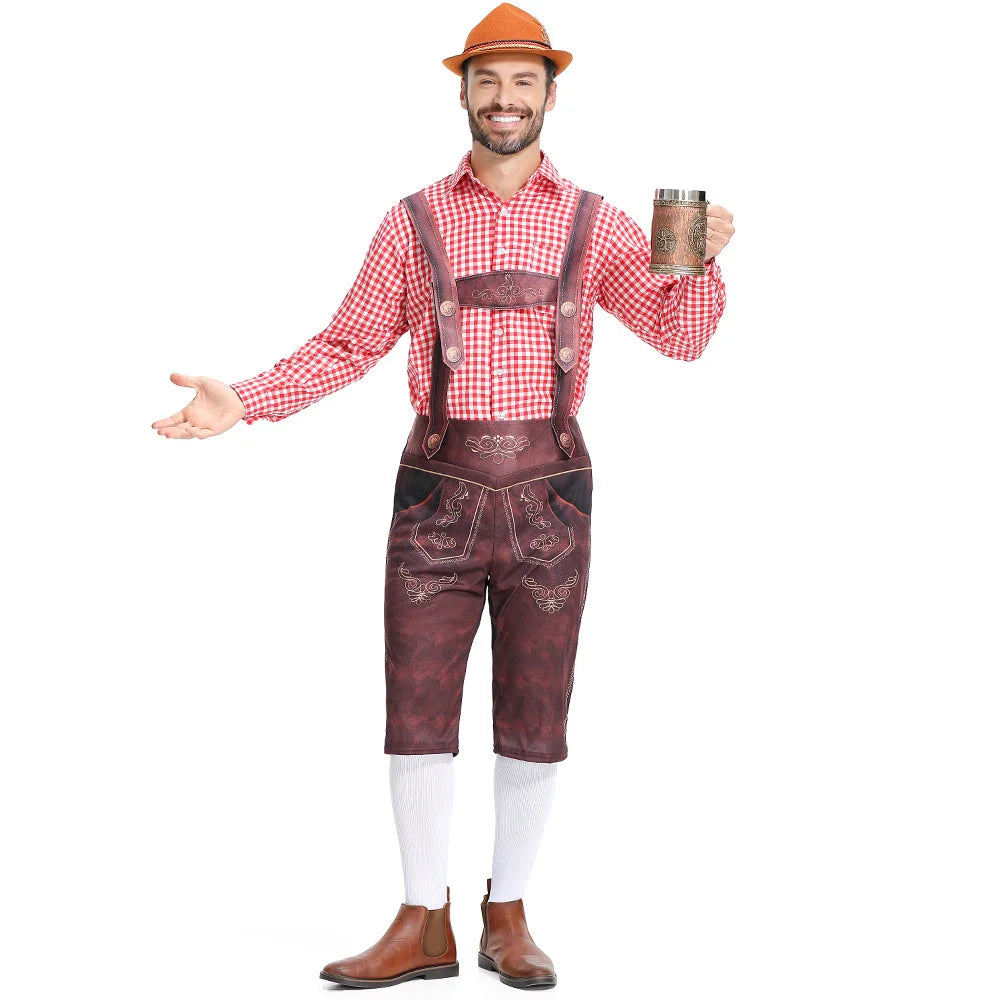 Bayersk Oktoberfest Skjorte og Lederhosen for Herre