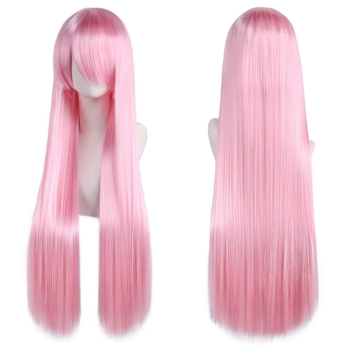 Lang Rett Lolita Cosplay-Parykk med Pannelugg (80 cm)