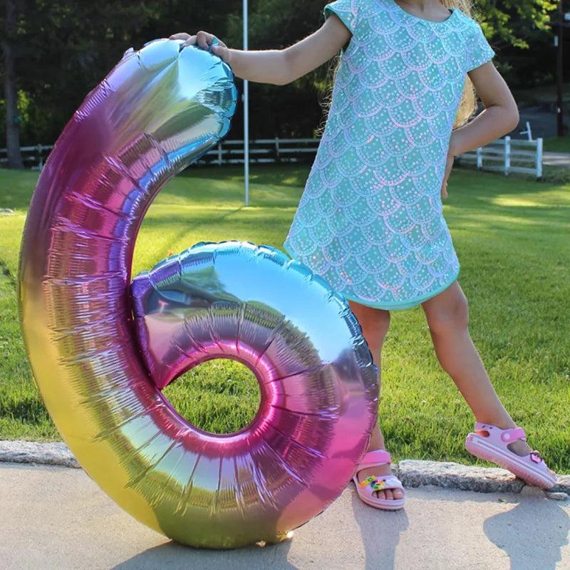 Stor Regnbue Tall-Folieballong 80cm (0-9)