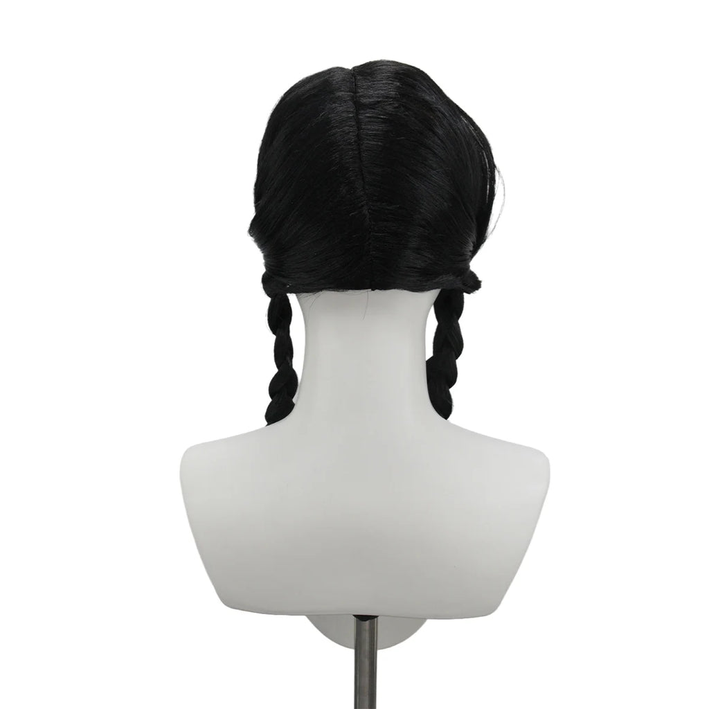 Wednesday Addams Sorte Fletter Parykk