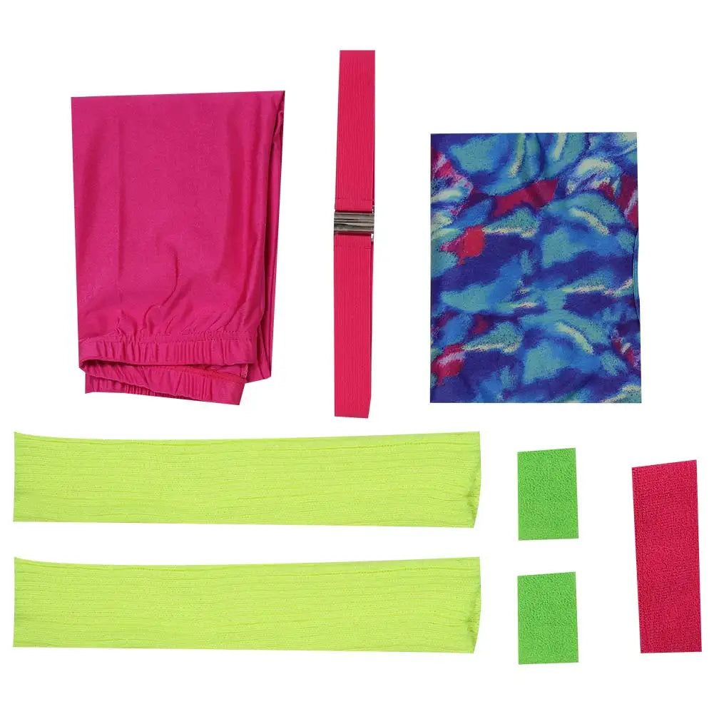 80s Neon Patchwork Retro Dress / Jumpsuit for Voksne