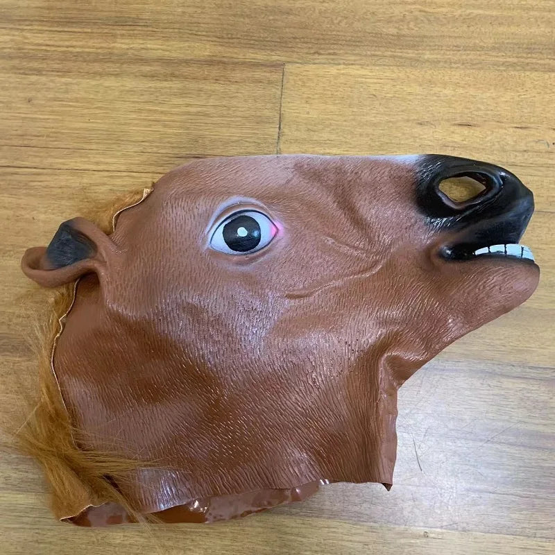 Morsom Brun Hest Dyremaske i Lateks