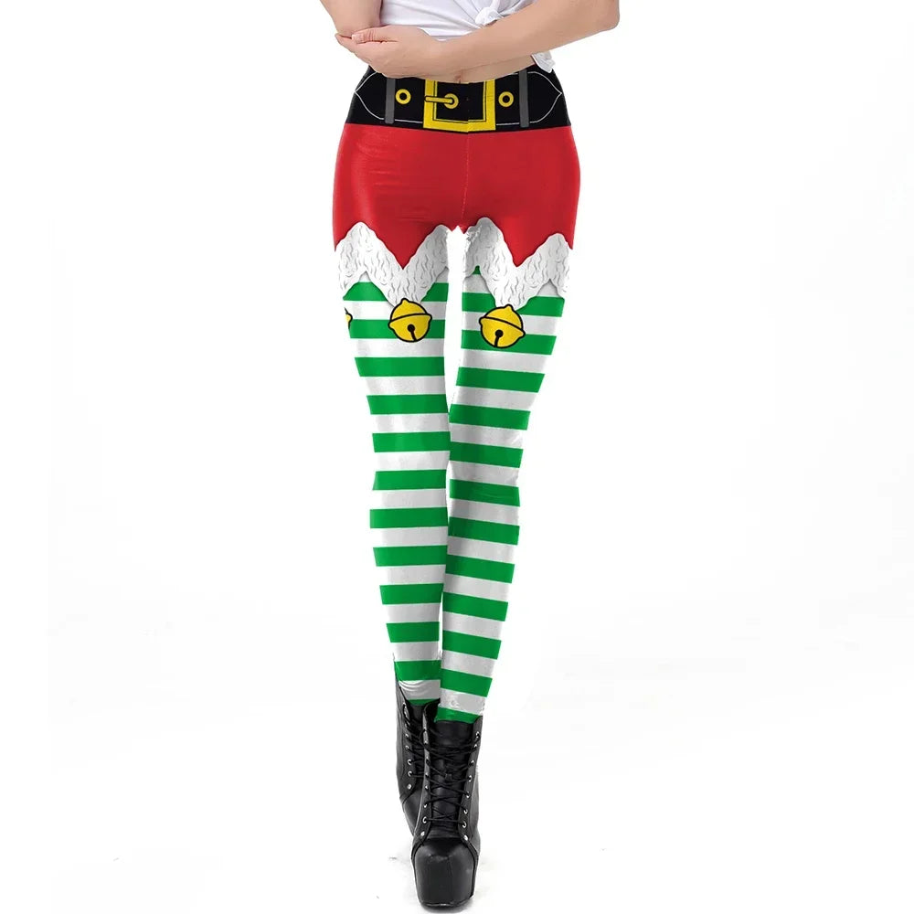 Grønne og Røde Alve-Tights / Jule-Leggings