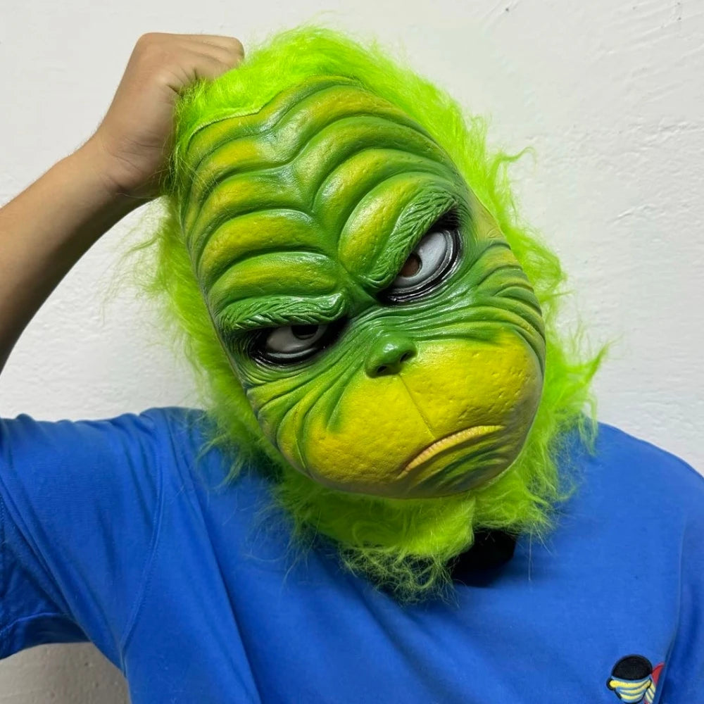 Grønn Monster Lateksmaske (Grinchen-stil)