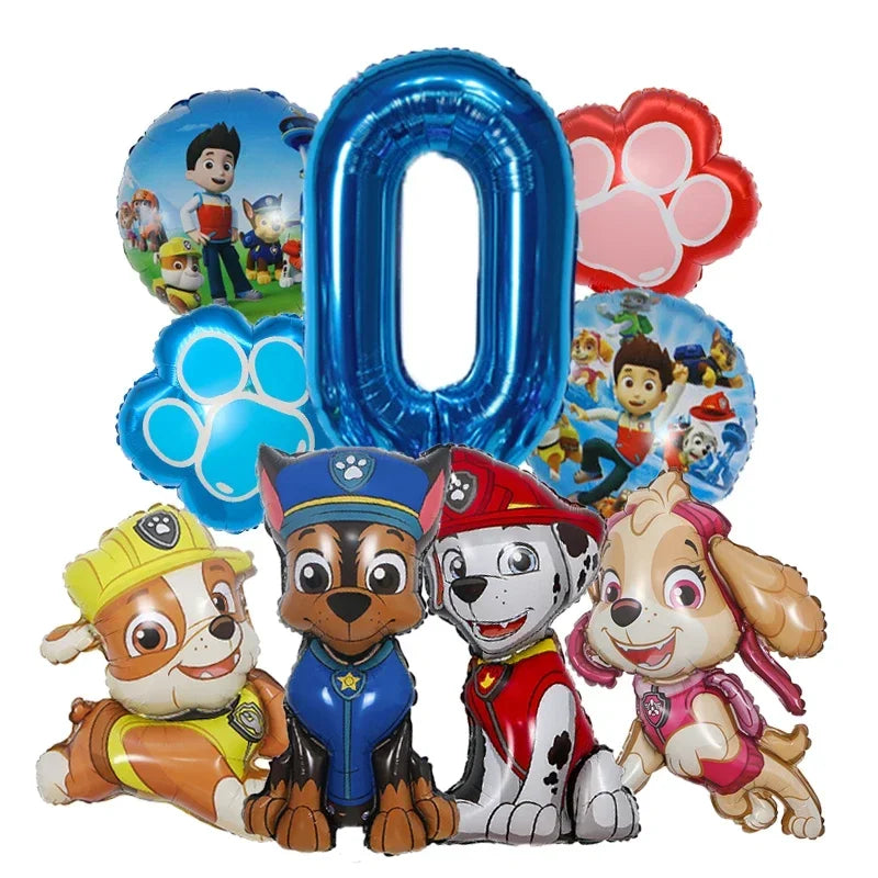 Paw Patrol Folieballonger Sett med Tall – Bursdagspynt for Barn