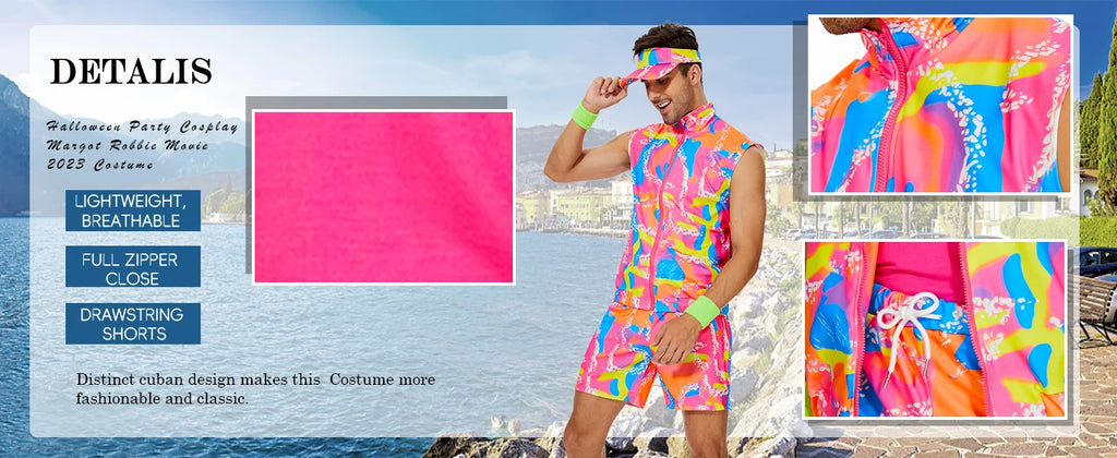 Retro 80s Treningsantrekk Kostyme for Herre