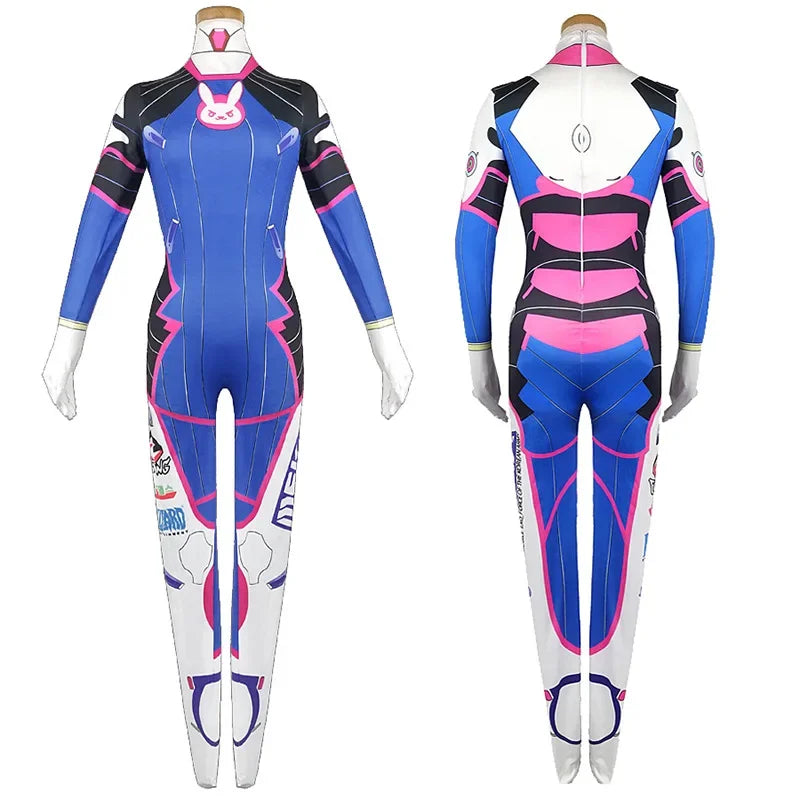 Overwatch D.Va Deluxe Cosplay-sett med Parykk & Hodesett