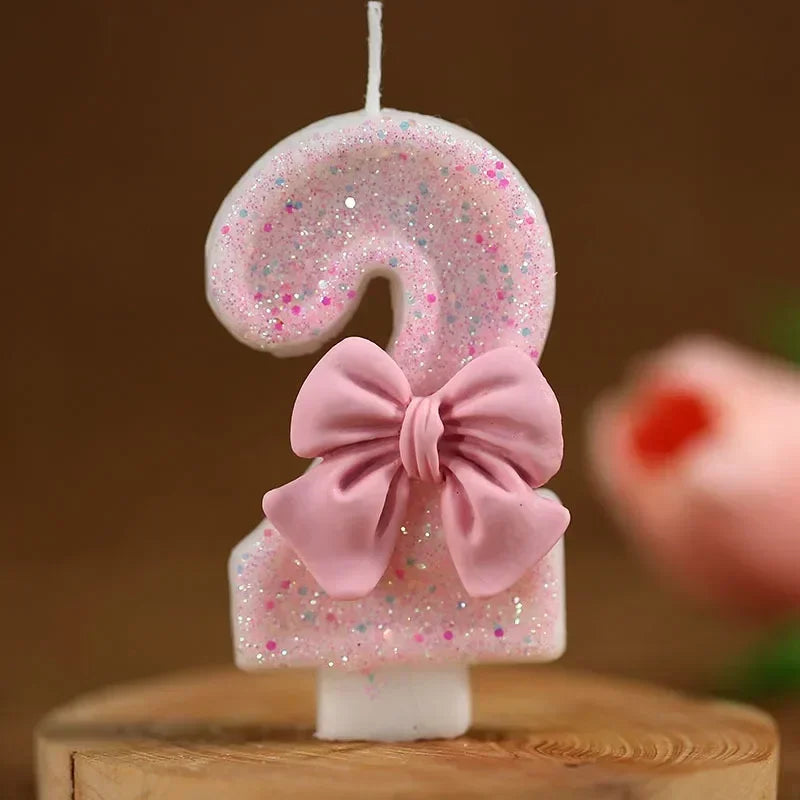 Glitrende 3D Tall-Kakelys Rosa (0-9)