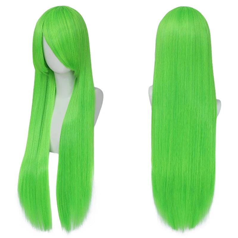 Lang Rett Lolita Cosplay-Parykk med Pannelugg (80 cm)