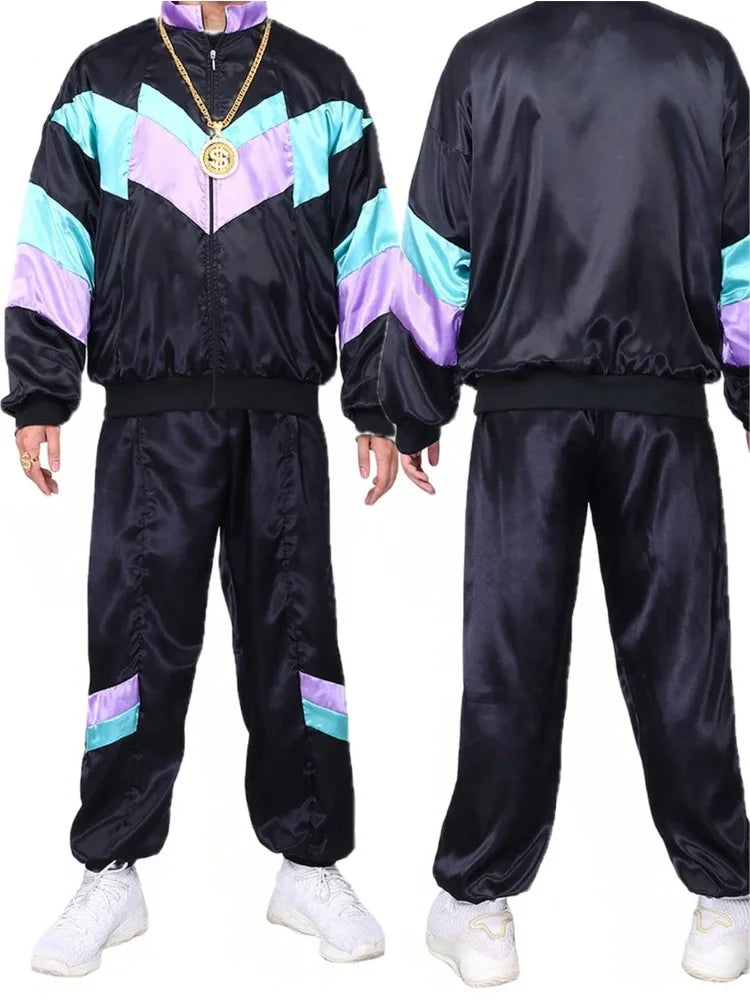 Komplett 80s Retro Treningsdress med Svettebånd