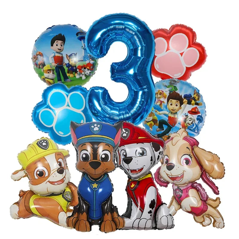 Paw Patrol Folieballonger Sett med Tall – Bursdagspynt for Barn