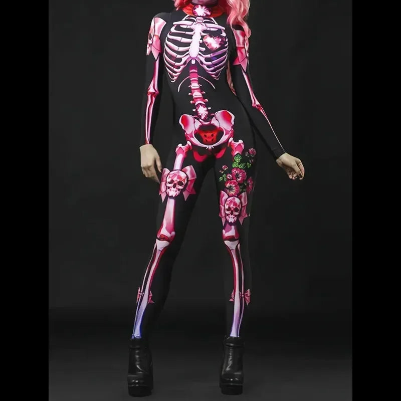 Skelett og Rose Jumpsuit Kostyme