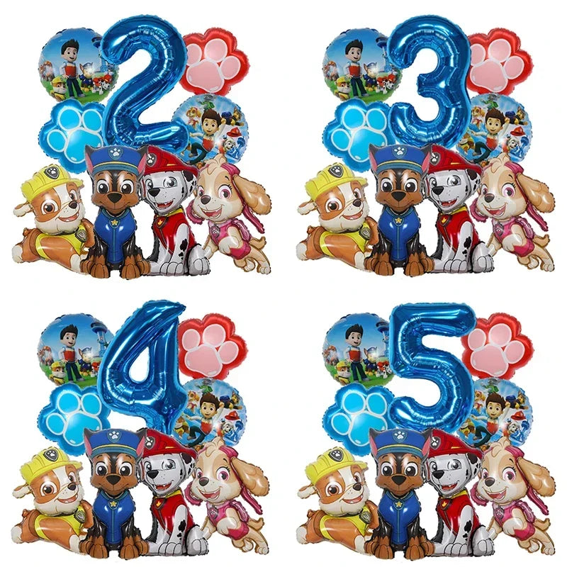 Paw Patrol Folieballonger Sett med Tall – Bursdagspynt for Barn