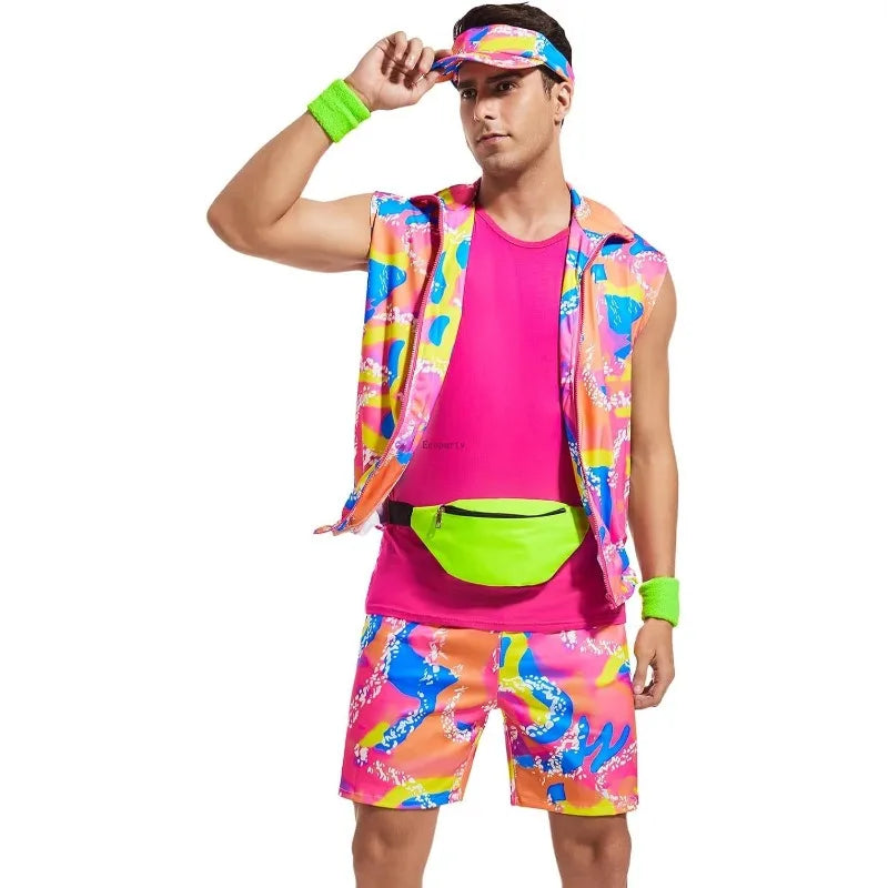 Retro 80s Treningsantrekk Kostyme for Herre
