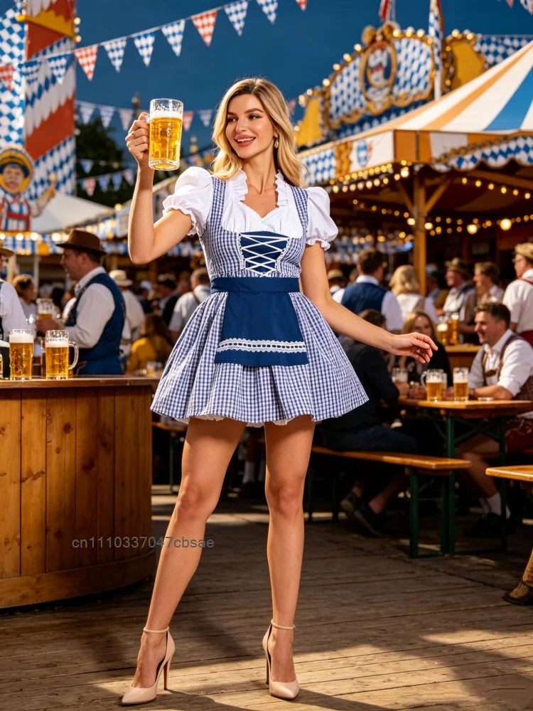 Fargerik Mini Dirndl med Puffermer og Forkle