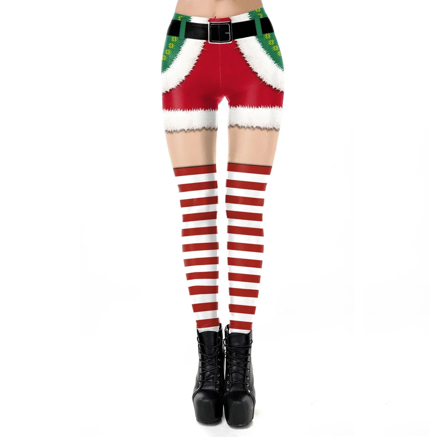Grønne og Røde Alve-Tights / Jule-Leggings